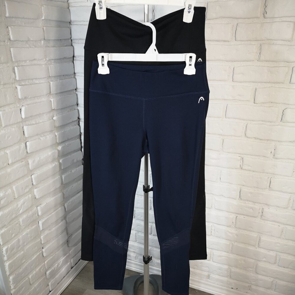 2 Pair of Head Ladies Size Medium Athletic Leggings 1Pair each of Black & Navy